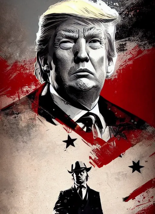Prompt: highly detailed portrait of donald trump red dead redemption art, unreal engine, fantasy art by greg rutkowski