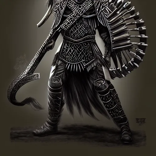 Image similar to epic chthonic ancient warrior black veins by Boris Valejio, high detailed digital art