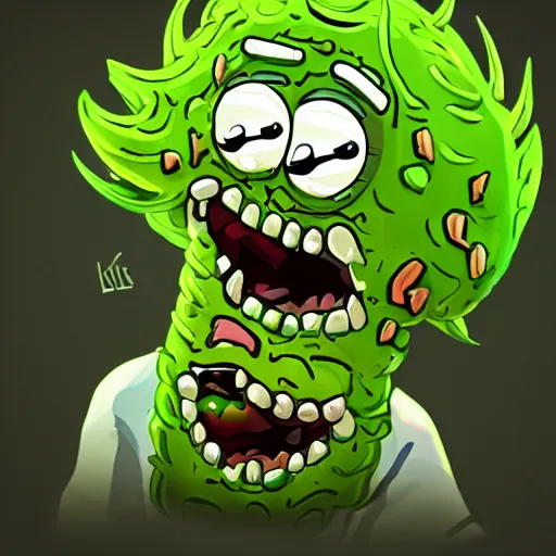 Image similar to pickle rick, trending on artstation