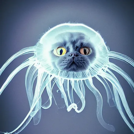 Image similar to an feline jellyfish - cat - hybrid, animal photography