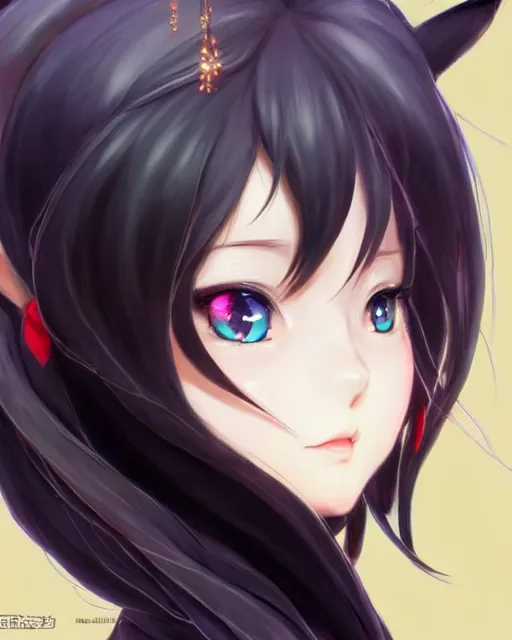 Image similar to character concept art of an anime goddess of mischievous black cats | | cute - fine - face, pretty face, realistic shaded perfect face, fine details by stanley artgerm lau, wlop, rossdraws, james jean, andrei riabovitchev, marc simonetti, and sakimichan, trending on artstation