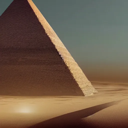 Image similar to an ancient being waking up at a pyramind, desert, award winning, 4 k, oscar award, fantasy, amazing, good, hd, high quality details