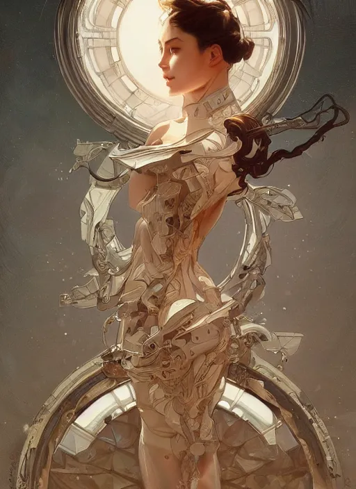 Image similar to mechanical humanoid, masterpiece, intricate, elegant, highly detailed, digital painting, artstation, concept art, smooth, sharp focus, illustration, art by artgerm and greg rutkowski and alphonse mucha and uang guangjian and gil elvgren and sachin teng, symmetry!!
