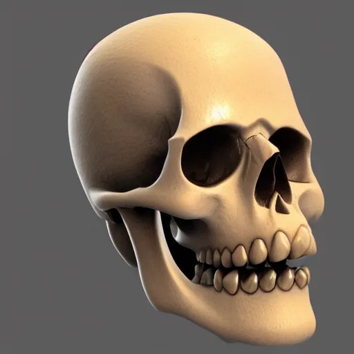 Prompt: skull with full long hairy beard, blender model, 3 d model, 3 d design, artstation, blender render