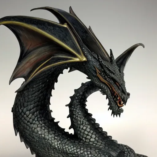 Image similar to a blackstone statue of a realistic dragon, drake, wyvern, dragon