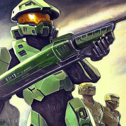 Image similar to halo 3 1 9 7 0 s scifi style detailed painting