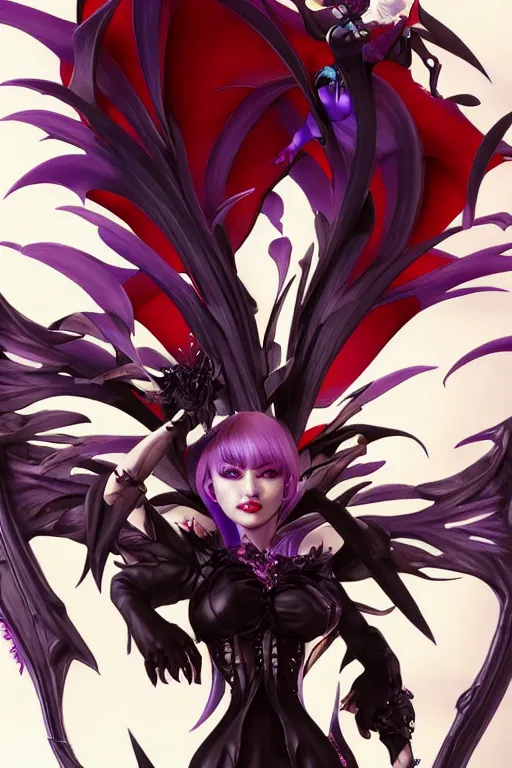 Prompt: Morrigan from Darkstalkers in a spinoff in blade and soul artbook on a render by the artist Hyung tae Kim, Jiyun Chae, Joe Madureira, trending on Artstation by Hyung tae Kim, artbook, Stanley Artgerm Lau, WLOP, Rossdraws , James Gurney