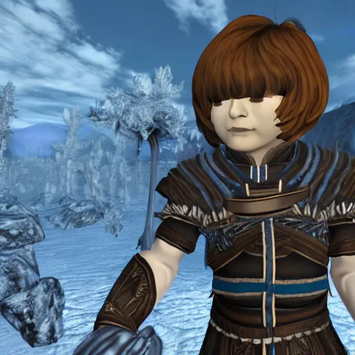 Image similar to Frisk from undertale in Skyrim,