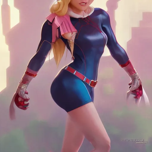 Image similar to gwen stacy as a street fighter character, cg animation, capcom, realistic, character select portrait, by artgerm, greg rutkowski, alphonse mucha, 3 d