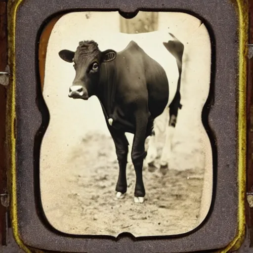 Image similar to tintype photo of a one legged cow