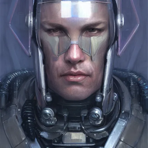 Prompt: human male as a realistic scifi cyberpunk knight, closeup portrait art by donato giancola and greg rutkowski, realistic face, digital art, trending on artstation, symmetry!!!