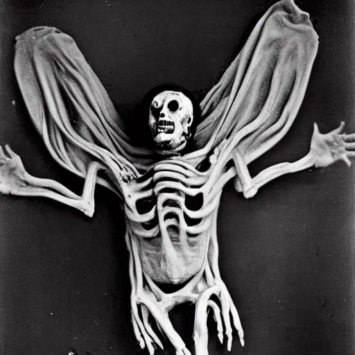 Prompt: deeply disturbing imagery of a living monster. unsettling photography now released by the us government press release. viewer discrention required. adult supervision historic horrific photography. undescribable barely human form, ghoulish guts and limbs stretching, disfigured figure, fallen angel masterpiece.