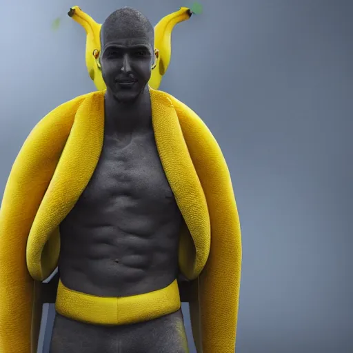 Image similar to banana man as a real person, photorealistic, cinematic
