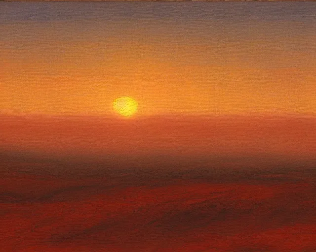 Image similar to Impressionistic painting of a sunset on mars, ultra detailed