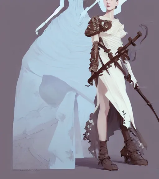 Image similar to portrait of a baroque dress design from fantasy world for dragon queen by atey ghailan, by greg rutkowski, by greg tocchini, by james gilleard, by joe fenton, by kaethe butcher, dynamic lighting, gradient light blue, brown, blonde cream and white color scheme, grunge aesthetic