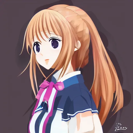 Image similar to character portrait of high school girl by kyoto animation, CLIP STUDIO, trending on pixiv