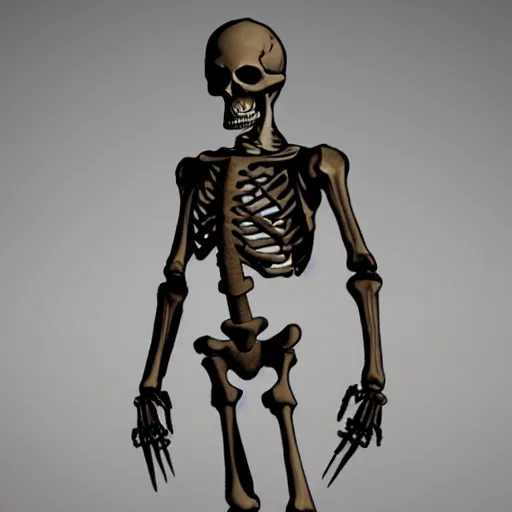 Image similar to A skeleton from the game Kenshi