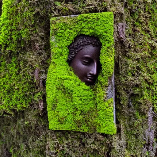 Image similar to photo of a statue covered in moss