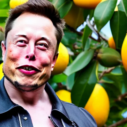 Image similar to photo of elon musk cosplaying as a mango fruit costume, highly detailed, extremely high quality, hd, 4 k, 8 k, professional photographer, 4 0 mp, lifelike, top - rated, award winning, cinematic, realistic, detailed lighting, detailed shadows, sharp, no blur, edited, corrected, trending