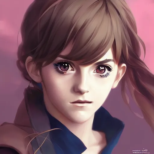 Image similar to anime portrait of emma watson as an anime girl by Stanley Artgerm Lau, WLOP, Rossdraws, James Jean, Andrei Riabovitchev, Marc Simonetti, and Sakimichan, trending on artstation