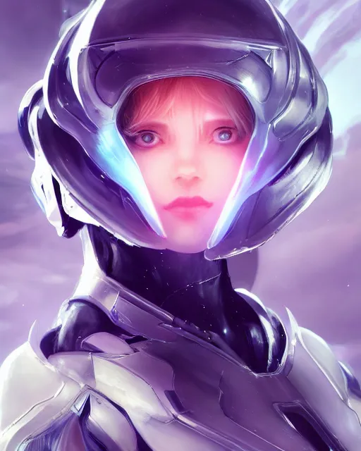 Image similar to perfect android girl on a mothership, warframe armor, beautiful face, scifi, futuristic, galaxy, nebula, raytracing, dreamy, long white hair, blue cyborg eyes, sharp focus, cinematic lighting, highly detailed, artstation, divine, by gauthier leblanc, kazuya takahashi, huifeng huang