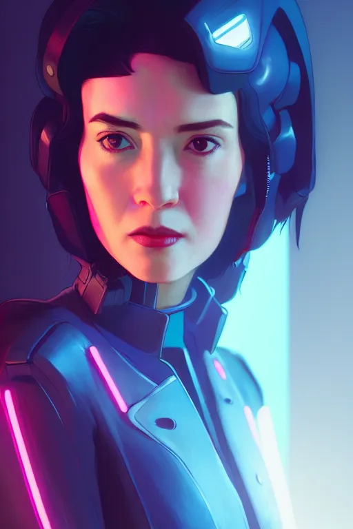 Image similar to 3 / 4 portrait, major mira killian from ghost in a shell, night, crop top, beautiful, in a modern city, neon signs, jewelry, artstation, william bouguereau, rossdraws, greg rutkowski, super detailed, realistic, octane render, volumetric, cinematic, 8 k