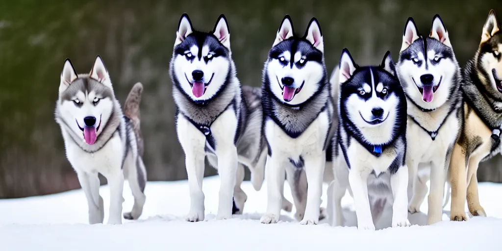 Prompt: Siberian Husky Mix Dogs, 4K quality Photorealismn