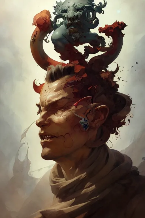 Prompt: facial tattoo design by peter mohrbacher and craig mullins and hiroshi yoshida and james jean and frank frazetta and michael whelan and andreas rocha