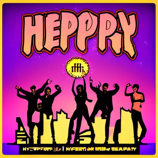 Prompt: hyperpop funny funky dance nightclub album cover in the craze of the night in vegas