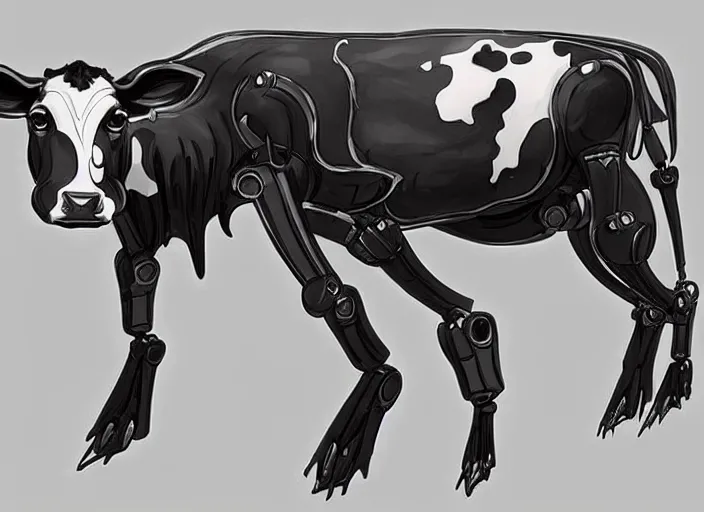 Prompt: a cow robot, concept art, artstation, highly detailed