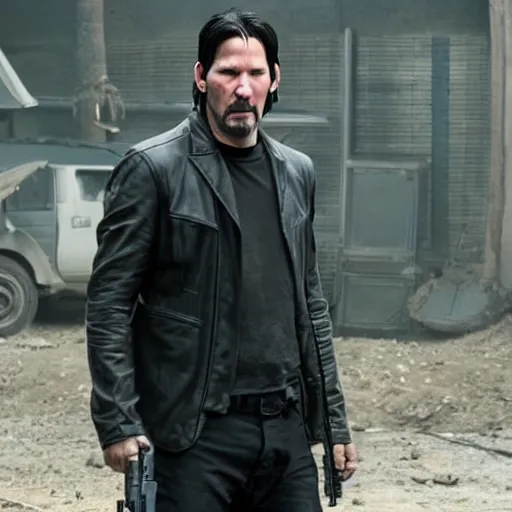 Image similar to Keanu reeves as the punisher 4K quality Photorealism