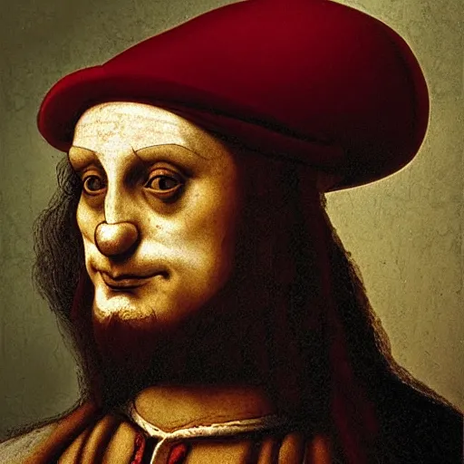 Image similar to communist clown portrait, da vinci