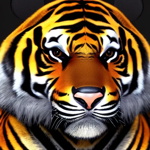 Prompt: painted portrait of an anthro tiger in a black suit, ultra detail, ultra realistic, unreal engine, 8 k