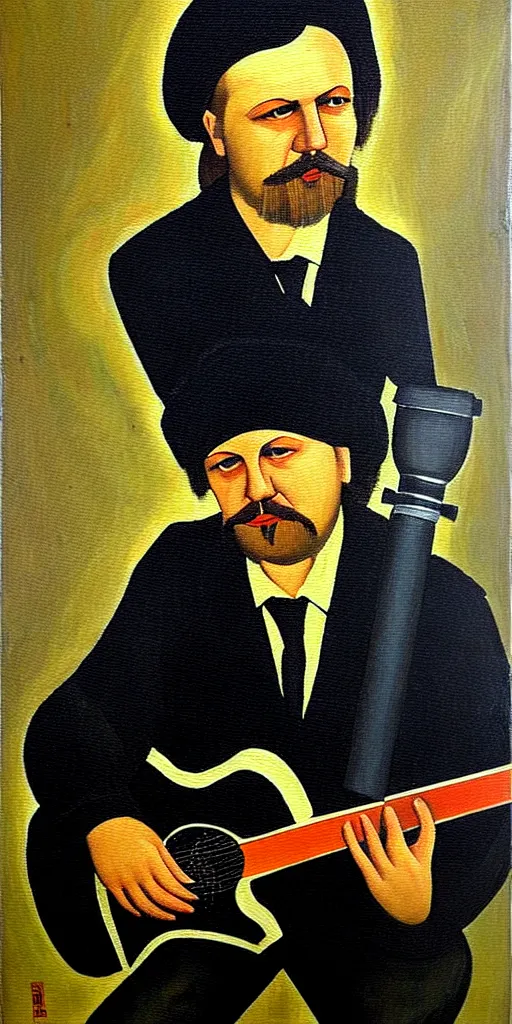 Image similar to portrait painting of alexander nikolaevich bashlachev was a soviet poet, singer - songwriter and guitarist, a performer in russian rock music