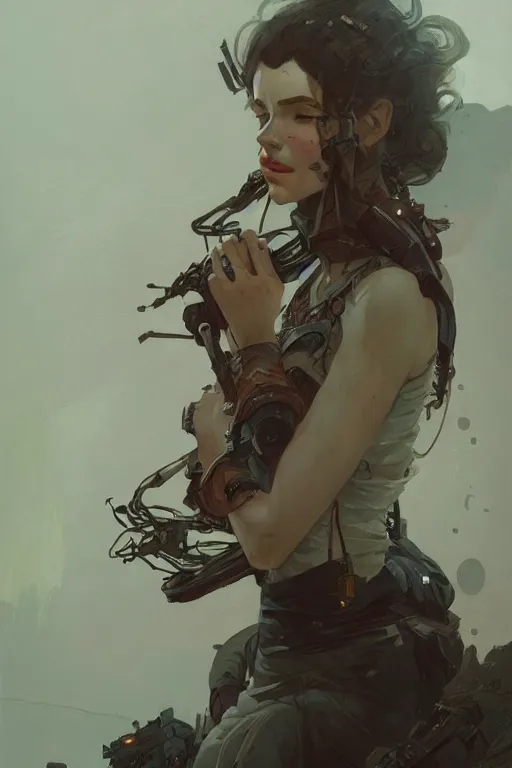 Image similar to A full portrait of a beautiful post apocalyptic offworld researcher, intricate, elegant, highly detailed, digital painting, artstation, concept art, smooth, sharp focus, illustration, art by Krenz Cushart and Artem Demura and alphonse mucha