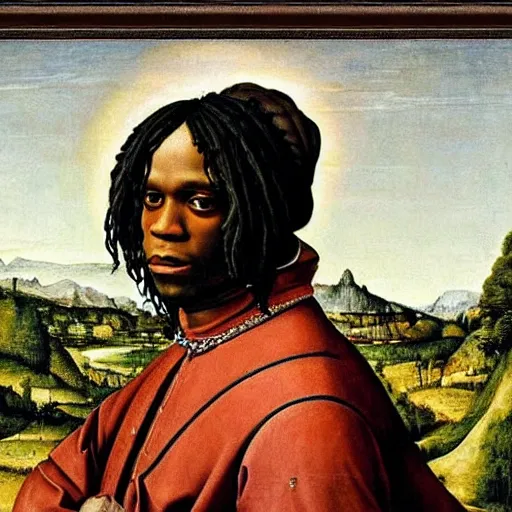 Prompt: a renaissance portrait painting of chief keef by giovanni bellini