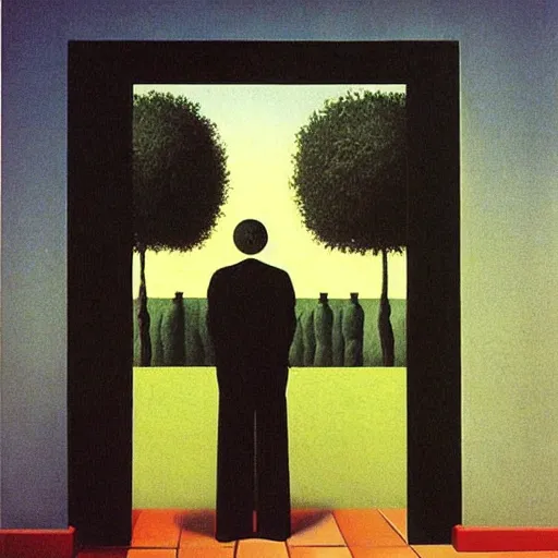 Image similar to doorway into madness by magritte