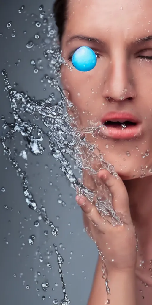 Image similar to water drop falling from wet human body, skin