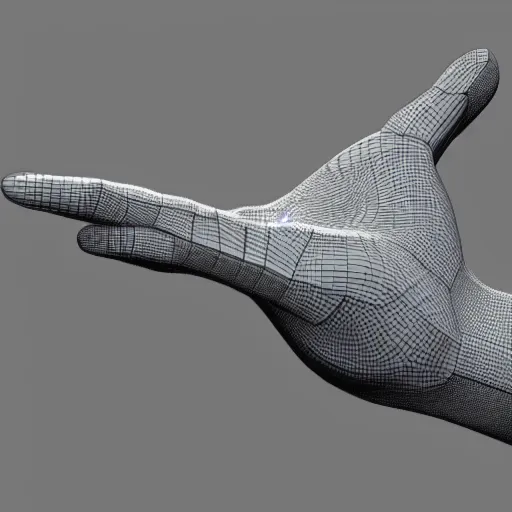 Image similar to 3 d scan of a human hand, rendered in blender 3 d, intricate detail