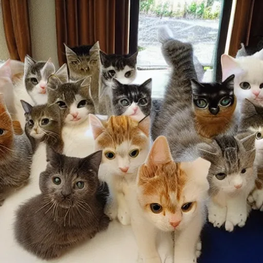 Prompt: a council full of cats