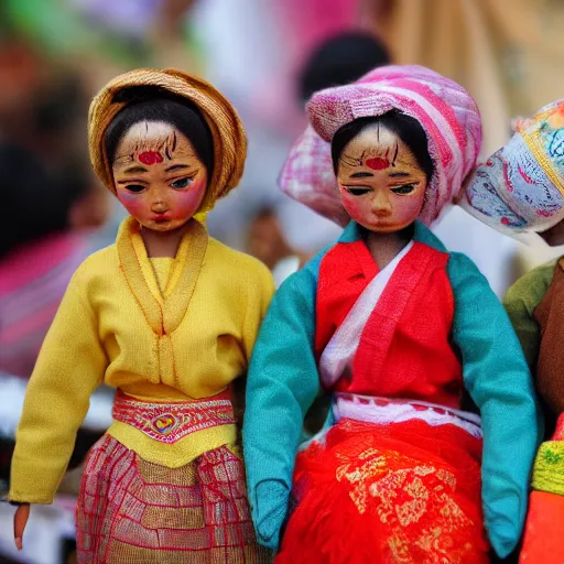 Image similar to Realistic photograph of dolls made in Losoong festival in India