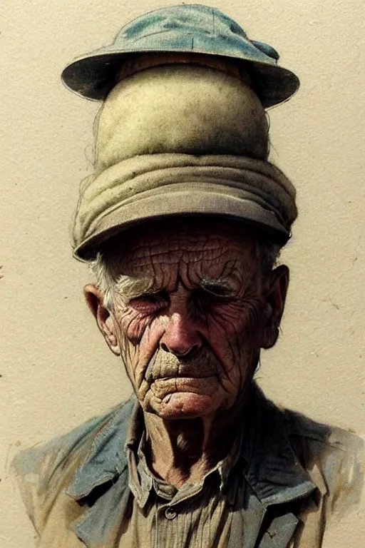 Prompt: ( ( ( ( ( 1 9 5 0 s retro future middle age sad farmer face portrait. muted colors. ) ) ) ) ) by jean - baptiste monge!!!!!!!!!!!!!!!!!!!!!!!!!!!!!!