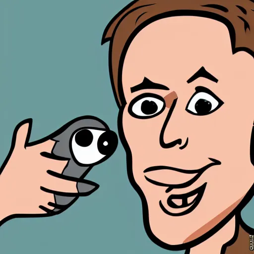 Image similar to bird stares with both eyes directly into camera, face on shot cartoon style