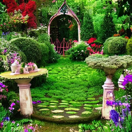 Image similar to a fairytale garden