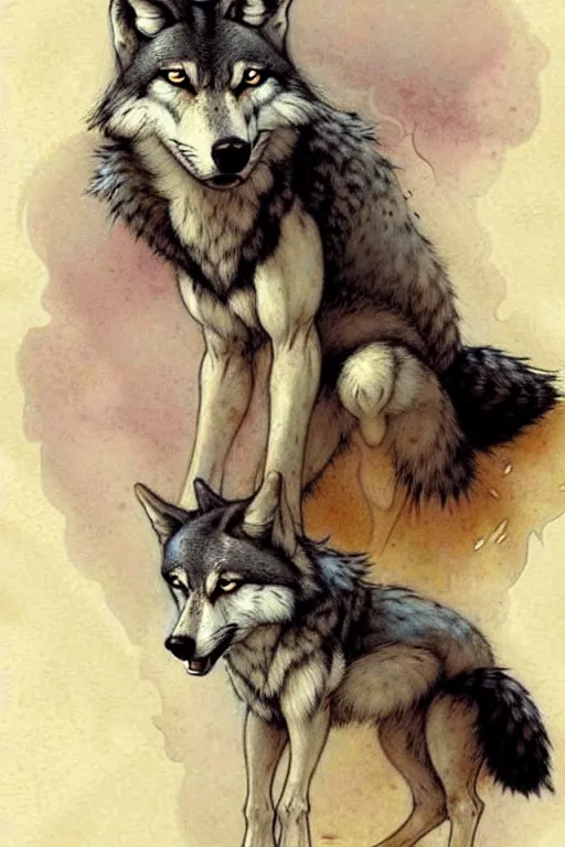 Prompt: (((((1950s wolf . muted colors.))))) by Jean-Baptiste Monge !!!!!!!!!!!!!!!!!!!!!!!!!!!