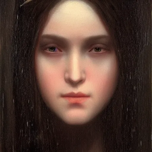Image similar to portrait of a young vampire princess, head only, realistic eyes, realistic face, headshot, white hair, pale skin, 4k, rule of thirds, extreme detail, intricate illustration, trending artstation, cgsociety, hd, fantasy, realistic lighting, by Albert Bierstadt, Frederic Edwin Church.