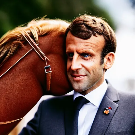 Image similar to closeup portrait of emmanuel macron dressed as napoleon riding a tiny miniature horse, natural light, sharp, detailed face, magazine, press, photo, steve mccurry, david lazar, canon, nikon, focus