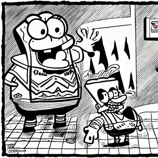 Image similar to spongebob - squarepantsy - as - wario comic - con comic - book drawing from mad - magazine