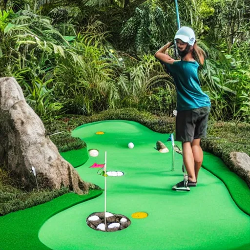 Image similar to an overview of a mini - golf course in a jungle