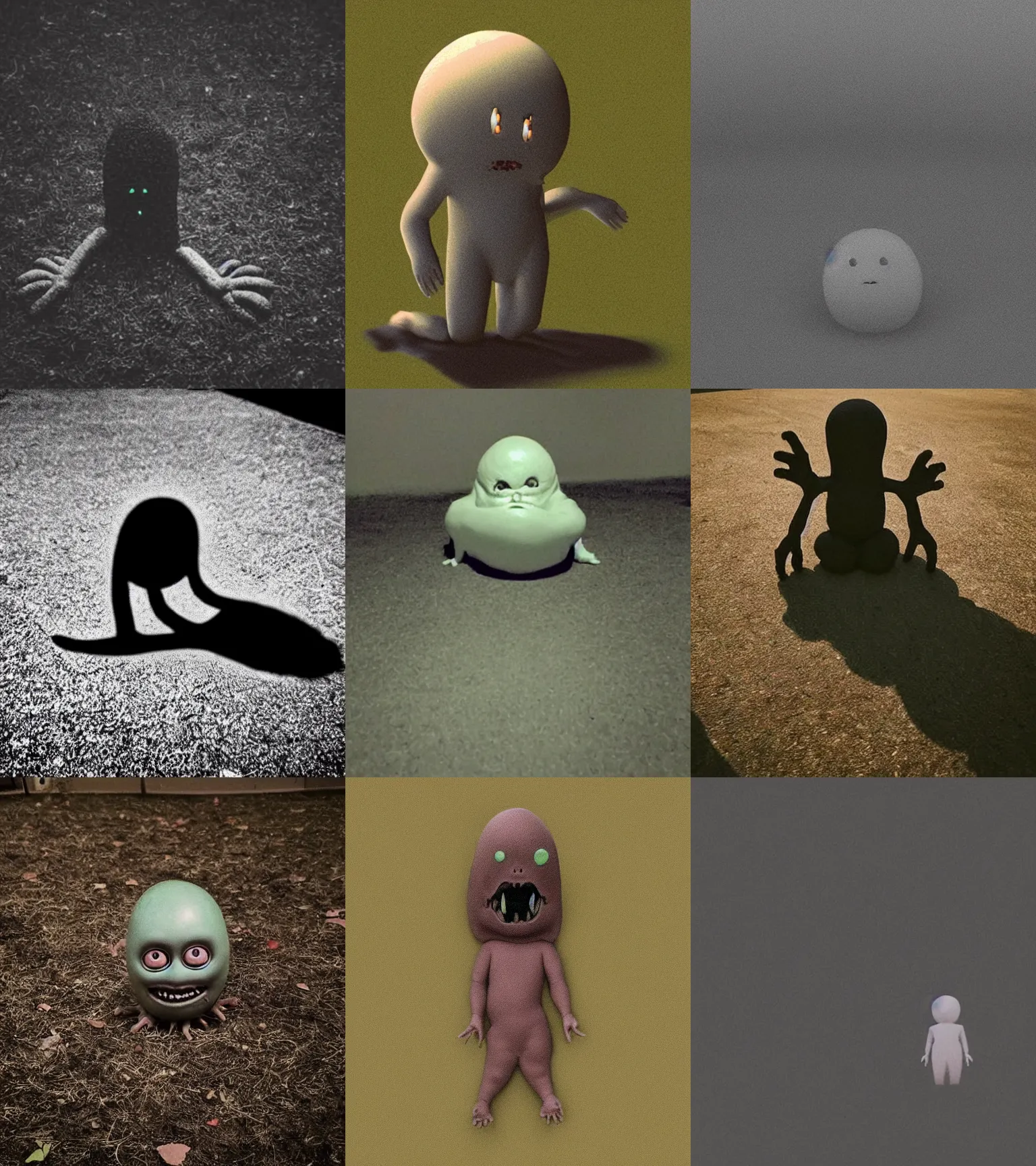 Prompt: unsettling strange creature. real wobbling slimy faceless spiritual shadow entity thing. screaming crawling approaching, motion blur, horror, cute, eerie spiritual grainy